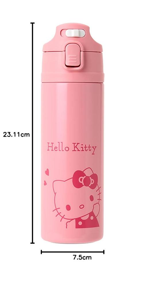 Sanrio (SANRIO) Stainless Steel Bottle with Cover, Hello Kitty, for Children, Keeps Drinks Cold Only, Capacity: 470mL, with Name Space, One-Touch Open