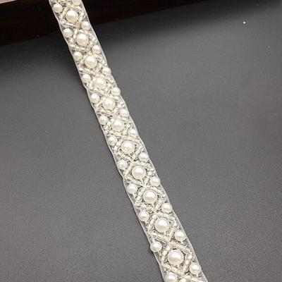 Embroidered Headpiece Wedding Pearl Sewing Accessories DIY Ribbon Beaded Lace Trim Dress Decor