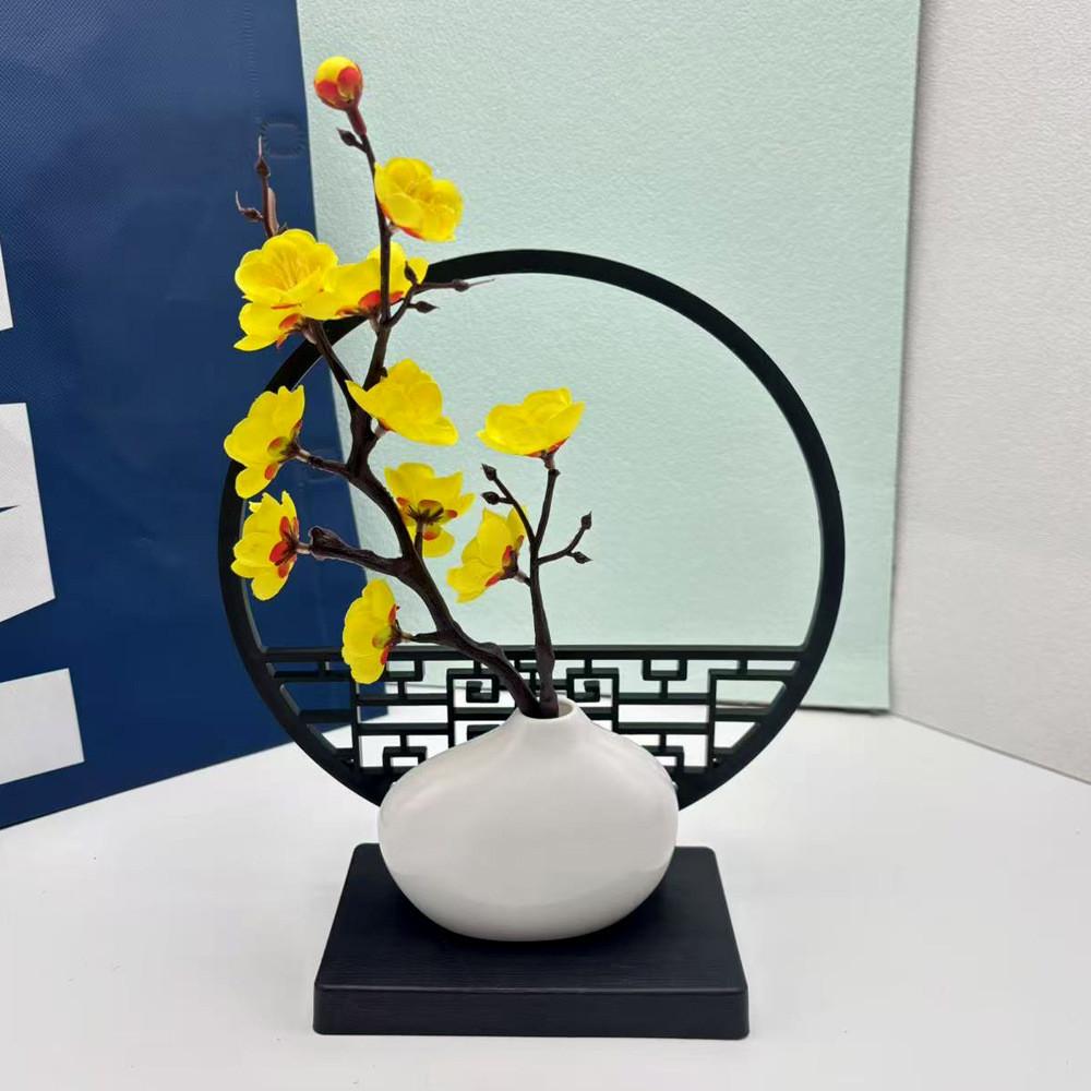 Chinese Style Screen And Plastic Flower Vase For Nordic Interior Decoration