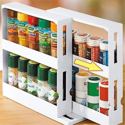 1 Pcs Household Kitchen Pull-out Rotating Seasoning Bottle Rack Kitchen Plastic Storage Rack