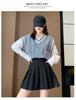 High-Waist Wool Pleated A-Line Skirt with Pockets - Slim Fit, Large Sizes for Autumn & Winter