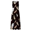 Women's Casual Printing Big Hem Dresswave Round Neck Sleeveless Long Dress