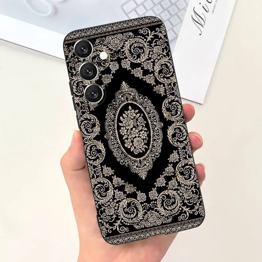 

Персидский Ковер Цветочный Чехол для Телефона Чехол для Телефона Для Samsung S25,S24,S21,S22,S23,S30,Ultra,S20,Plus,Fe,Lite,Note,10,9,5G Черный Чехол Samsung S30Ultra5G
