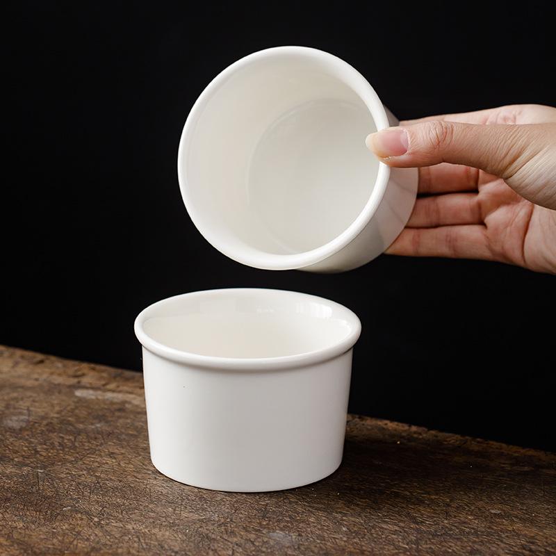 Rice White Yogurt Bowl 3.8" - White Porcelain Pudding and Dessert Cup