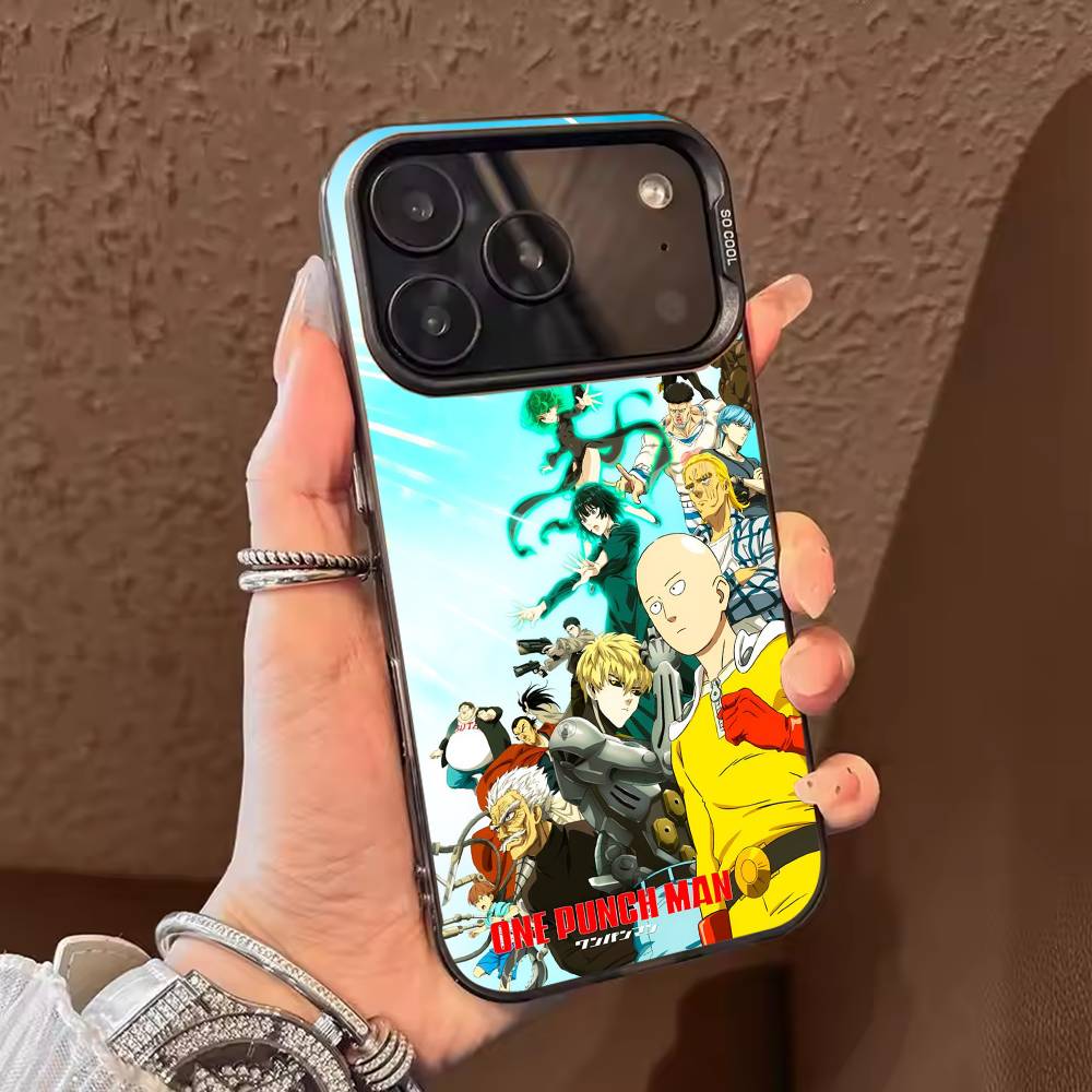 Anime O-One P-Punch Man Phone Case For iPhone 17,16,15,14,13,12,11,Pro Max,Plus Candy Silver Cover