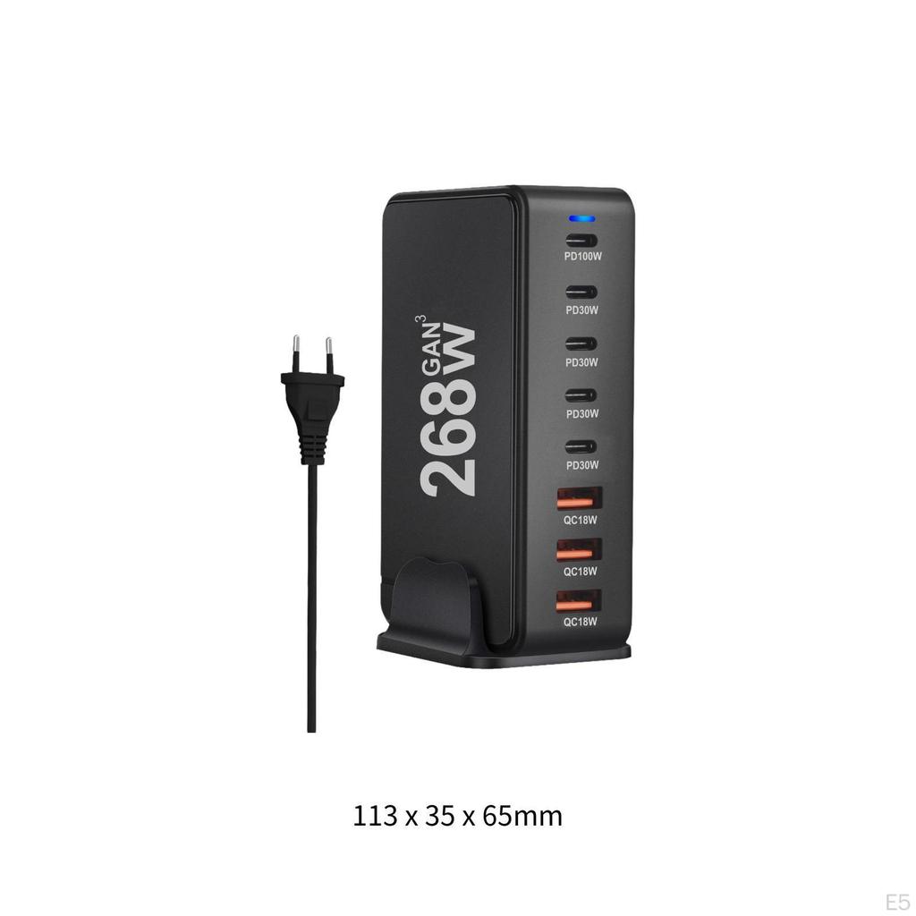 268W USB C Ladegerät PD 8 Ports Desktop Adapter Ladestation Weiß