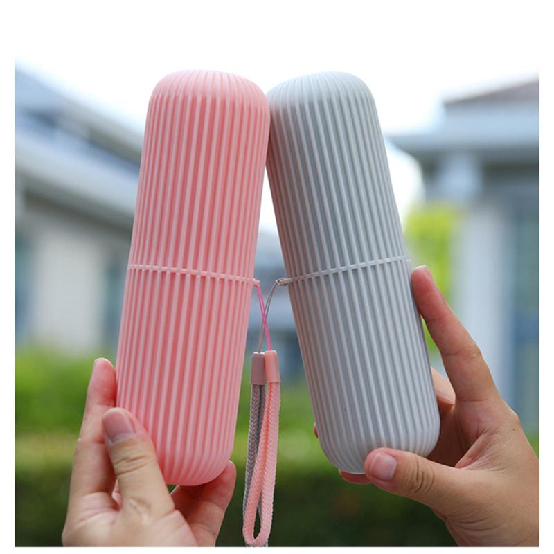 1-3PCS Vertikale Gestreiften Tragbare Waschen Tasse Reise Zahnbürste Box Zahnpasta Lagerung Rohr