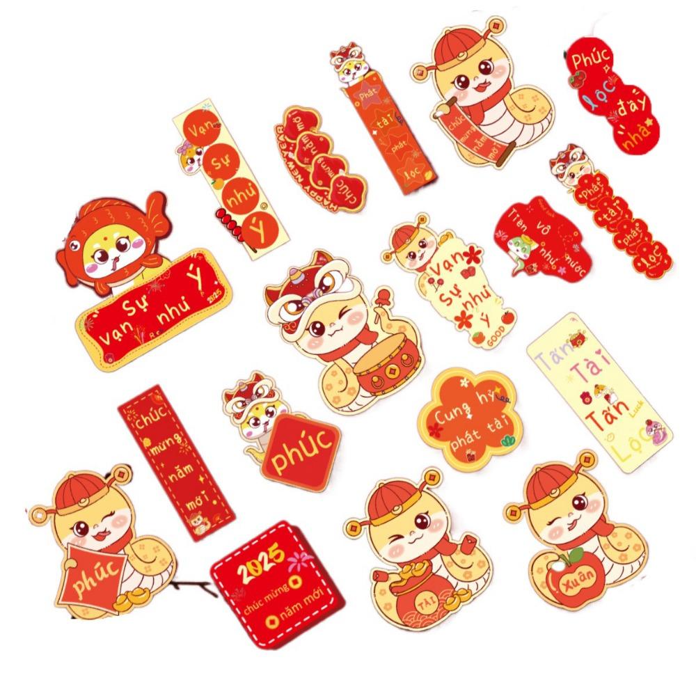18Pcs Blessing Words Chinese New Year Pendant Snake Year Hanging Card  Party Supplies