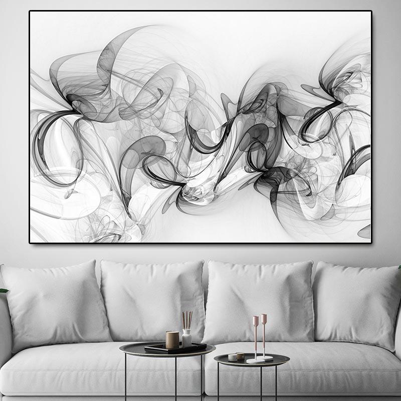 Abstract Black and White Line Painting on Canvas Everything and More Minimalist Posters Prints Modern Wall Art Living Room Decor
