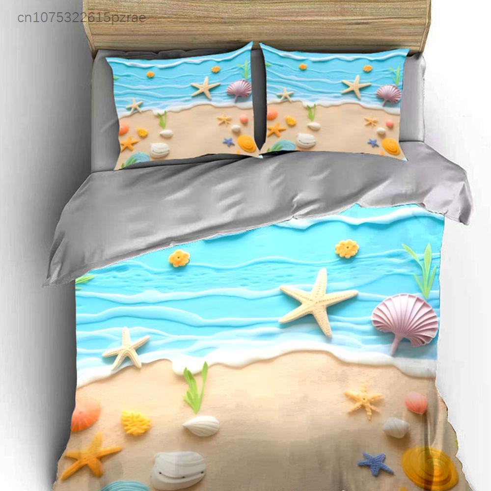 Beach Decor Accessories Set Multiple Sizes kid's And adults' Bedroom Exquisite 3PC Bedding set, Gift