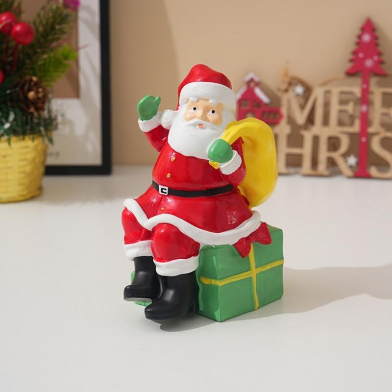 Christmas Figurine Figure Decors Resin Santa Clauses Statue Christmas Decorative Figurine Table Centerpieces for Holiday