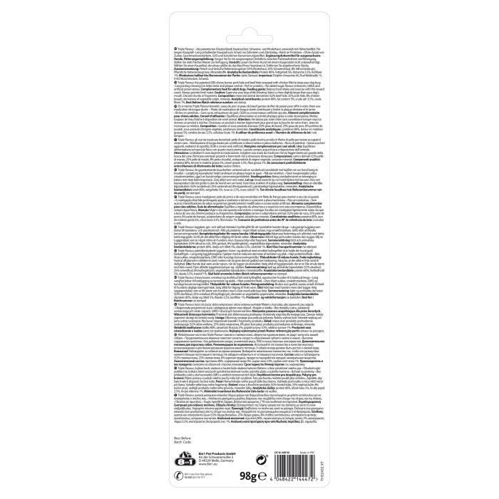 8in1 Triple Flavour Os à mâcher Premium XS aux Bœuf, Porc, Poulet - Pour chien de petite taille - 7 pièces