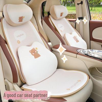 Cute Tulip Bear Car Headrest Pillow - Memory Foam Neck Cushion