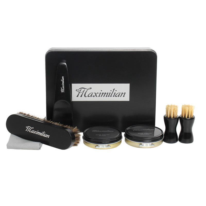 Schuhputz- & Bürstenset für Lederschuhe - Farblos & Schwarze Ölpflege