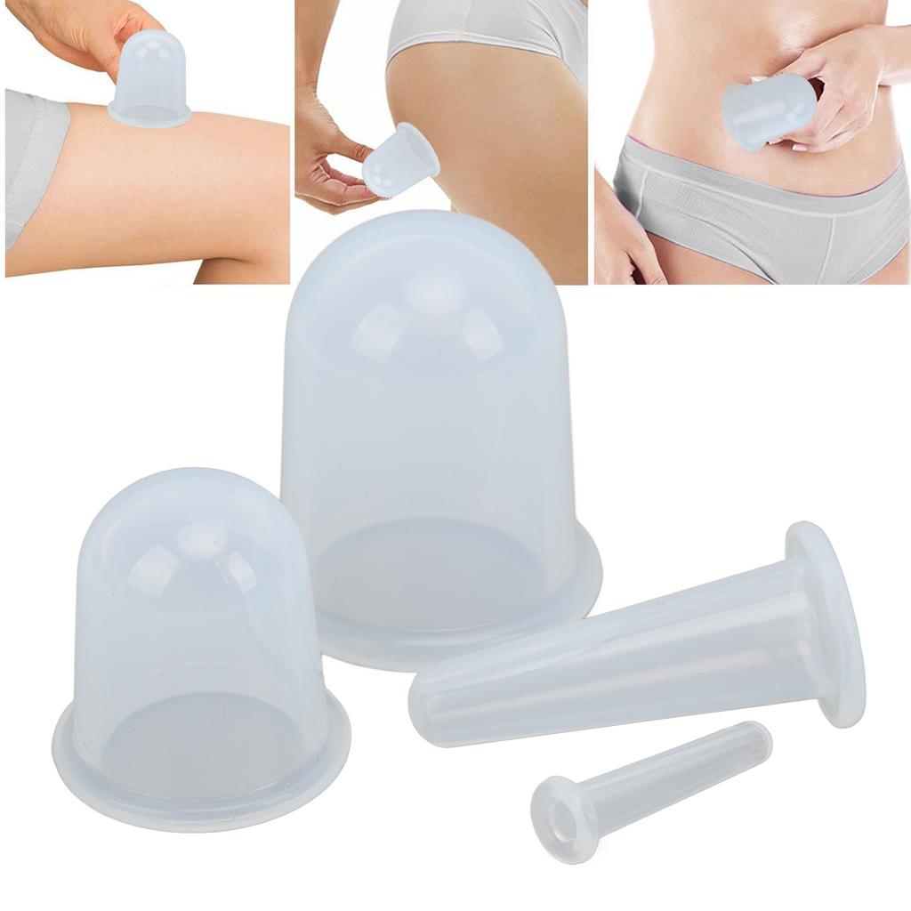 4 Stück Silikon Schröpfset Beseitigt Cellulite Faltenentfernung Gesicht Vakuum Saugnäpfe