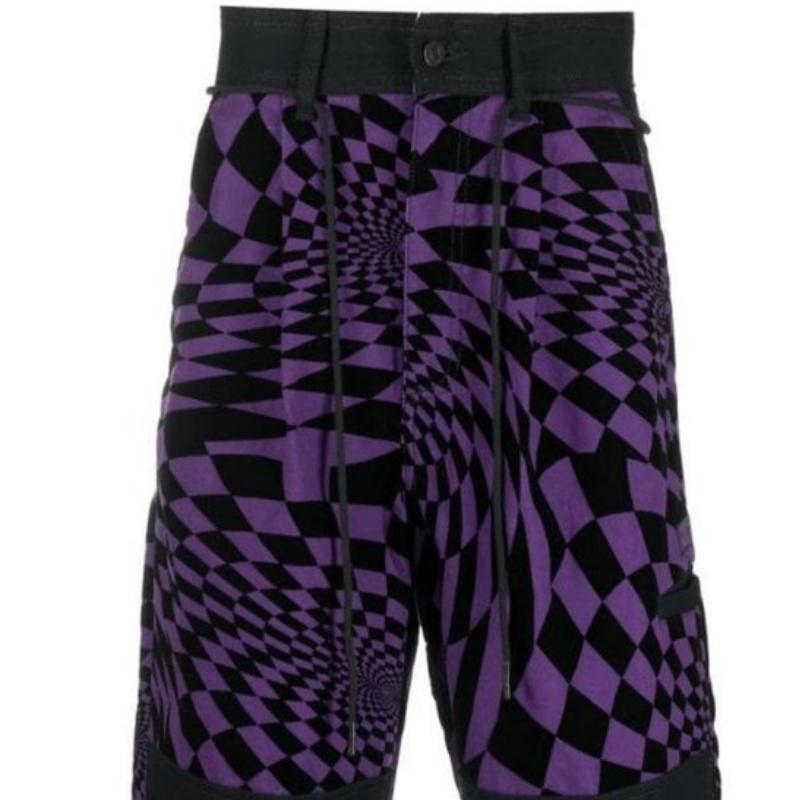 Vans Retro Color Block Abstract Pattern Printed Straight Leg Casual Pants Men Bottoms Black Purple VN0000H2Y8A