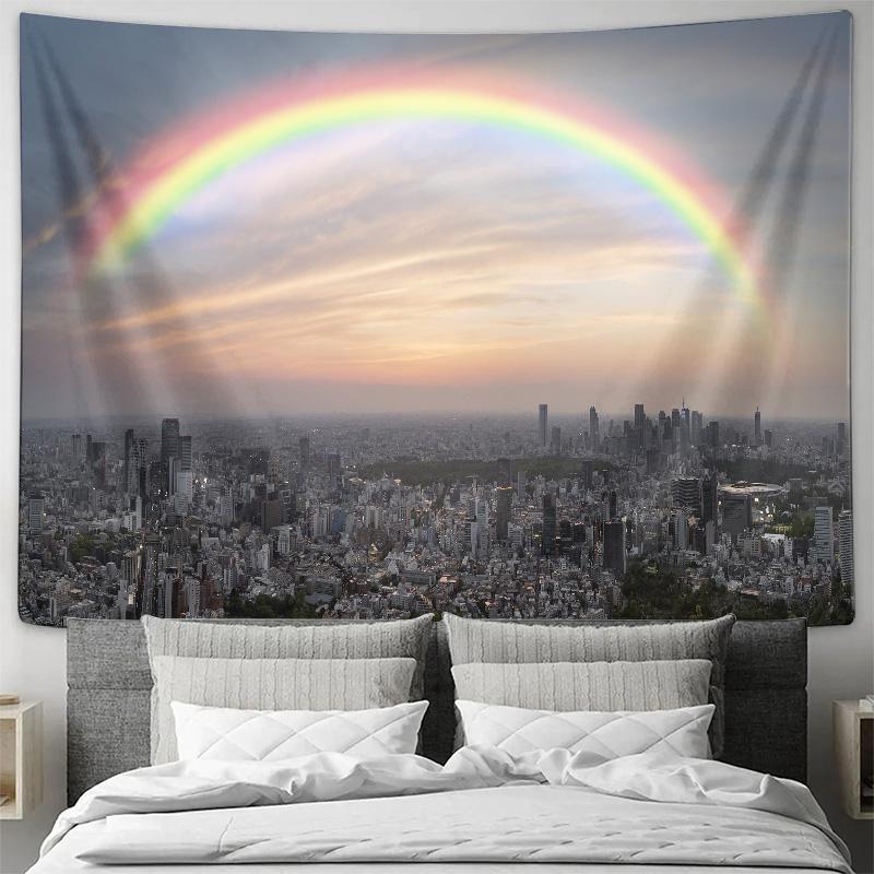 

Urban Rainbow Dream Decorative Hanging Cloth for Bedroom Background Wall Tapestry 74x94cm(29x37in)