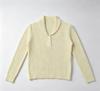 2026 Women's Solid Color Cable Knit Sweater with Cross-Stitch Buttons, Polo Collar, for Autumn/Winter.