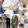 Silk Scarf Buckle Clothing Ring Wrap Holder Pearl Floral Scarf Ring Clip Camellia Scarf Buckle