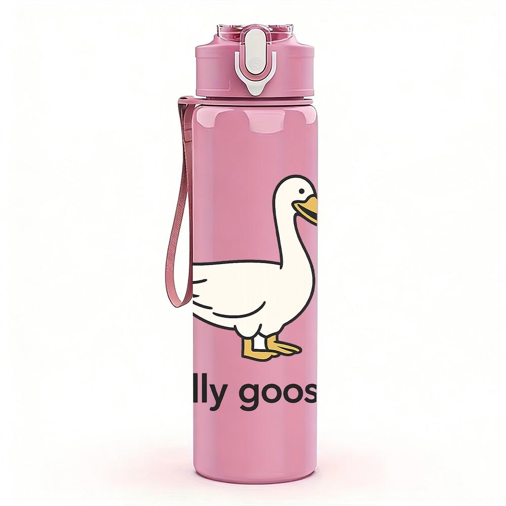 1PC Silly Goose Simple Line Text 750ml Color Plastic Sports Water Bottle Leakproof Flip Straw Lid Suitable for Sports Office Home Use