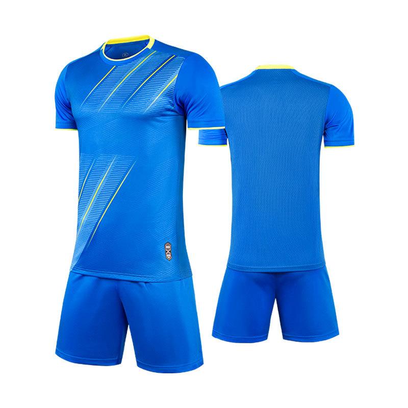 Short-sleeved Football Jersey Set Men's Adult Children's Students Same Football Training Jersey Jacquard Cloth Competition Jersey