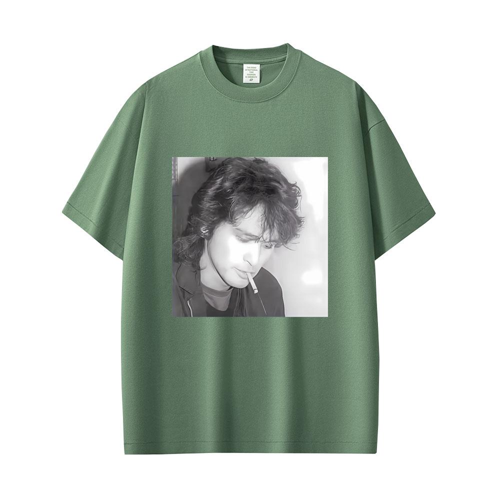 Klassische Russische Rockband Kino Viktor Tsoi Rauchmotiv Grafik T-Shirts Unisex Damen Lässig Übergroß Streetwear Unisex Baumwoll-T-Shirts