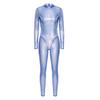 Dame Glinsende Metallisk Helkropps Unitard Langermet Høy Midje Leggings Stil Ryggglidelås Kattedrakt