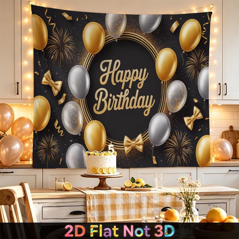 Party Backdrop Happy Birthday Birthday Fireworks Confetti Bow Photo Booth Background Front Door Decor