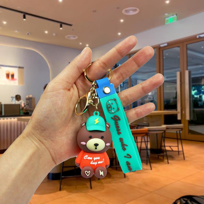 

Модный фиолетовый розовый синий оранжевый резиновый мультяшный брелок в виде медведя подарок идеальный оранжевый