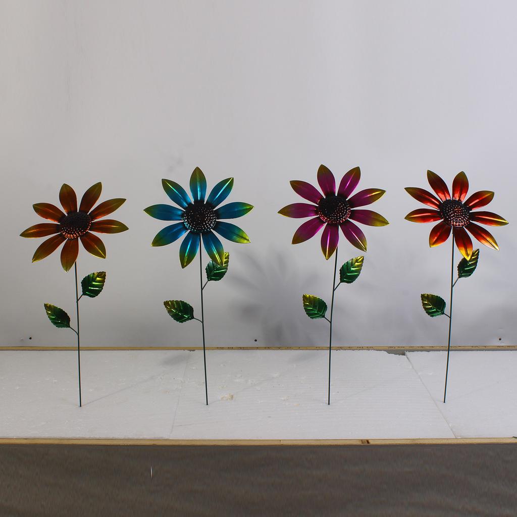 Garden Decoration Stakes, Sunflower, Courtyard Outdoor Wrought Iron Garden Pile Wrought Iron Decoration,Decoration Fake Flower