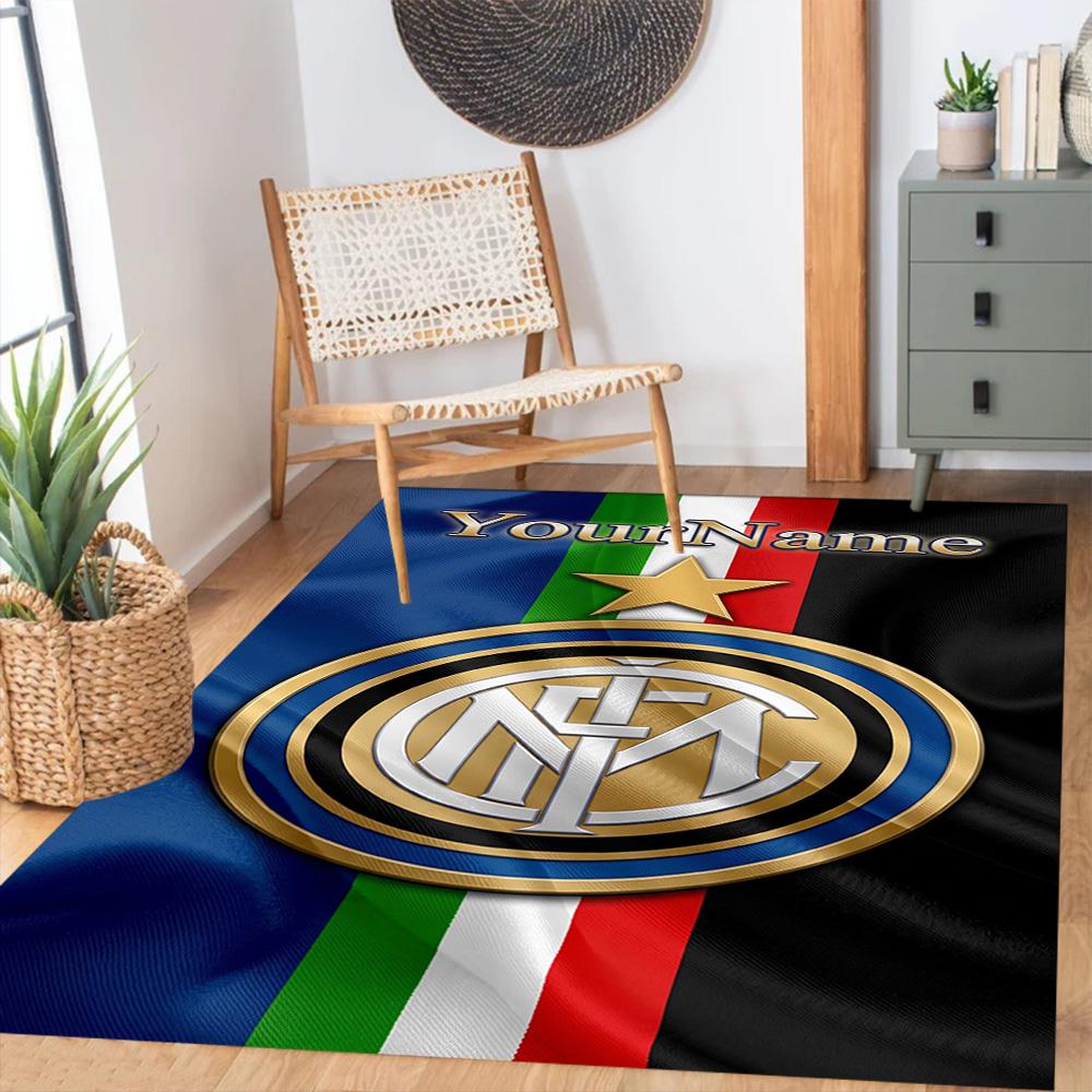 Inter Milan Personalized Text Floor Mat Design for Kitchen Bedrooms Dining Room Dormitory Antislip Carpet Decorate Offices Spiritual Gift