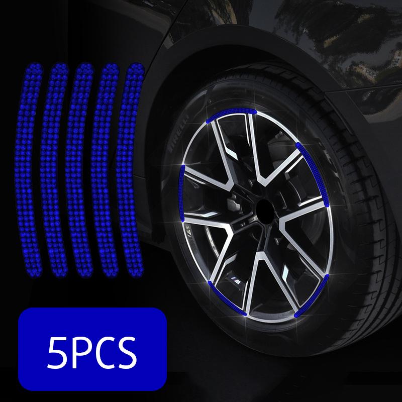 5 szt. Naklejka odblaskowa na felgę opony samochodowej z diamentami, Pasek ostrzegawczy bezpieczeństwa nocnego, Motocykl, Rower, Auto, Dekoracja, Naklejki na piastę koła