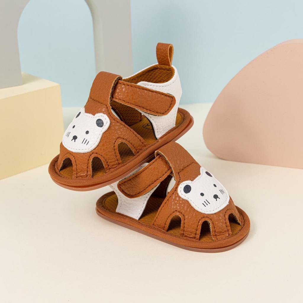 Breathable Baby Walking Shoes with Bear Pattern and Soft Rubber Sole Sandals