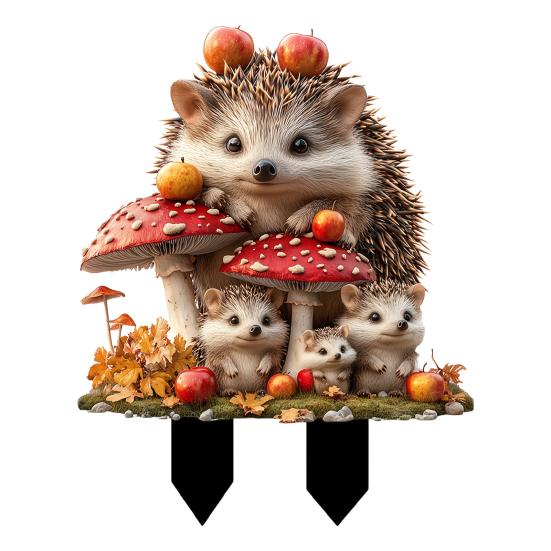 Cartoon Hedgehog Garden Stake Decoration, 2D Acrylic Animal Yard Sign, Outdoor Courtyard Lawn Pathway Animal Shape Ornament