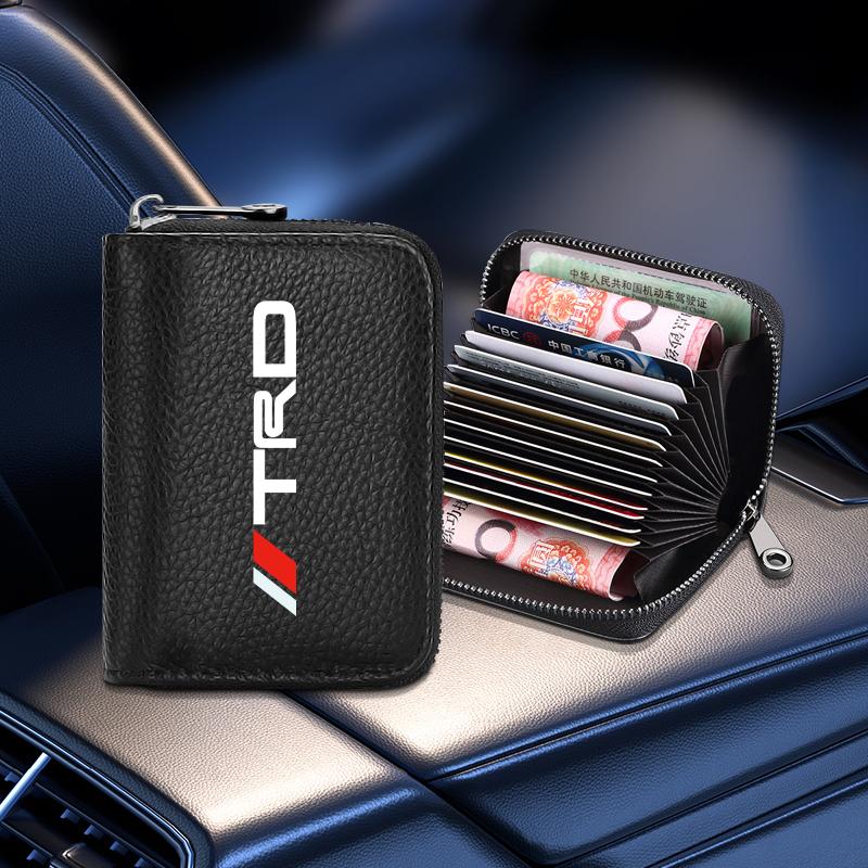 Genuine Leather Car Driver's License, ID Card, Bank Card Wallet for Toyota TRD GR Yaris Hilux Corolla Prius Avensis Emblem Auris Rav4