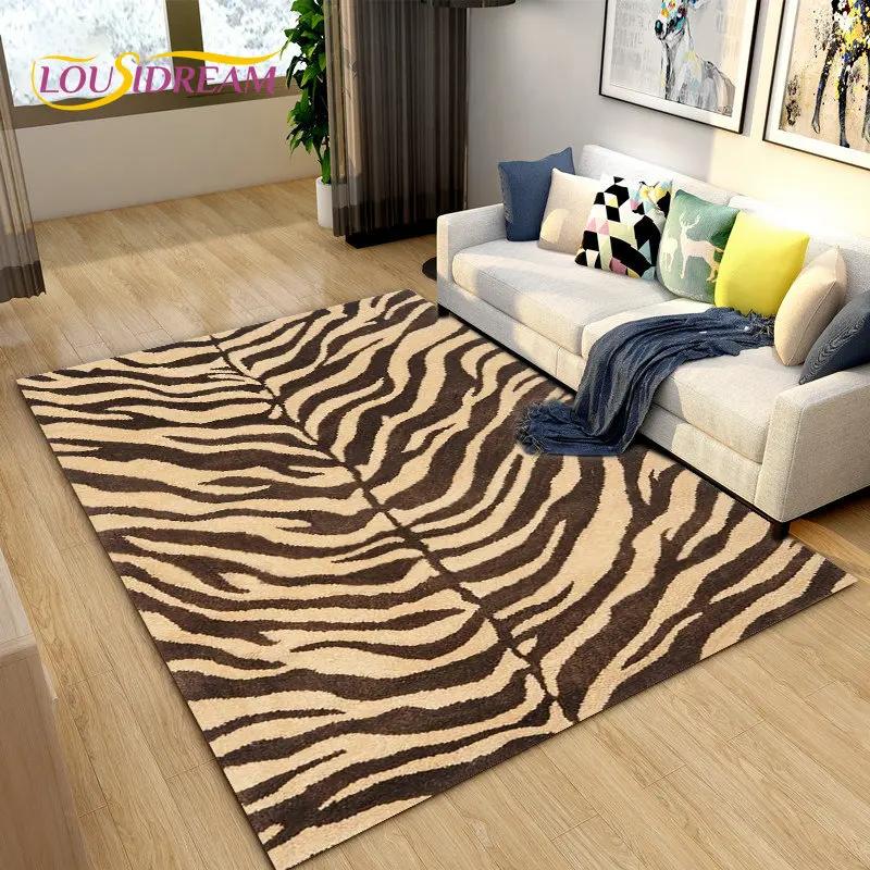 3D Stripe Tiger Print Pattern Area Rug Large,Carpet Rug for Living Room Bedroom Kitchen Doormat Decoration, Non-slip Floor Mat