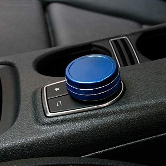 Angelguoguo Car Multimedia Control Knob Button Cover Fit for Mercedes Benz A B E GLC GLA GLK GLE ML GL Class (Blue)