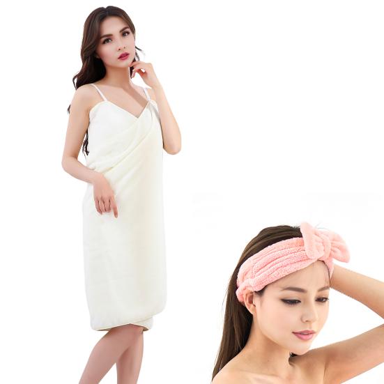 Glow Wrap Towel with Straps Adjustable Halter Bath Towel Open Back Long Ultra-Absorbent Bathrobe Coral Velvet Wearable Spa Towel