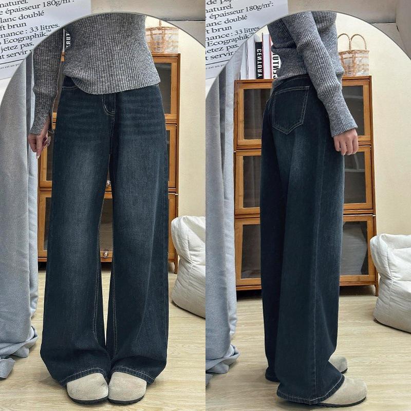 Women s Plus Size Fleece-Lined High Waist Straight Leg Jeans - Winter 2025 Style S