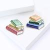Rhinestone Three Books Brooches for Women Unisex Enamel Study Tool Pins Event Party Backpack Decoration Clothes Accessories