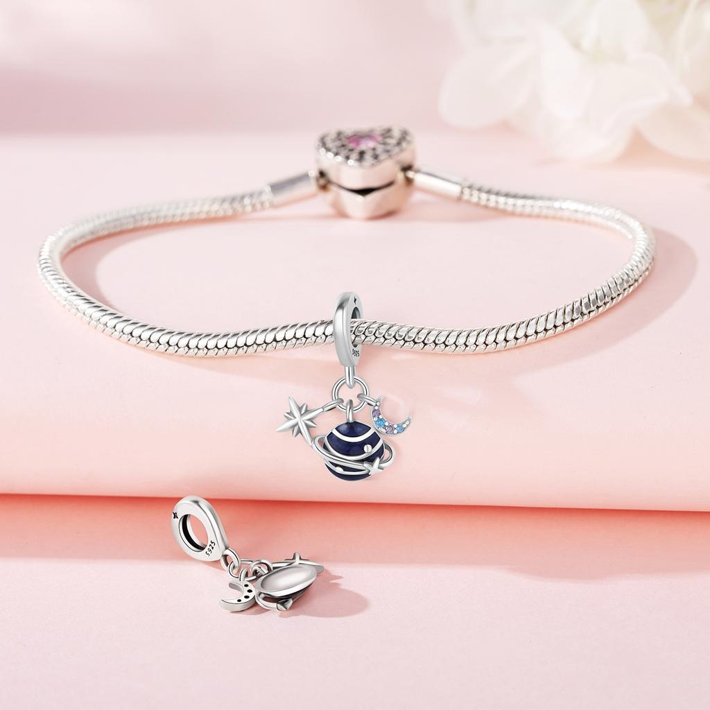 Original Copper Charms Luxury Star Moon Sun Pendant Beads Fit Bracelet Diy Women Making Delicate Gift