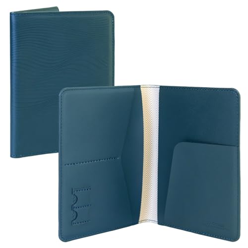 

MONOCOZZI Passport Case, Anti-Skimming, Passport Cover, Simple, Stylish, Cute Faux Leather Passport Case, LUCID Refined Slim Passport Holder, Midnight