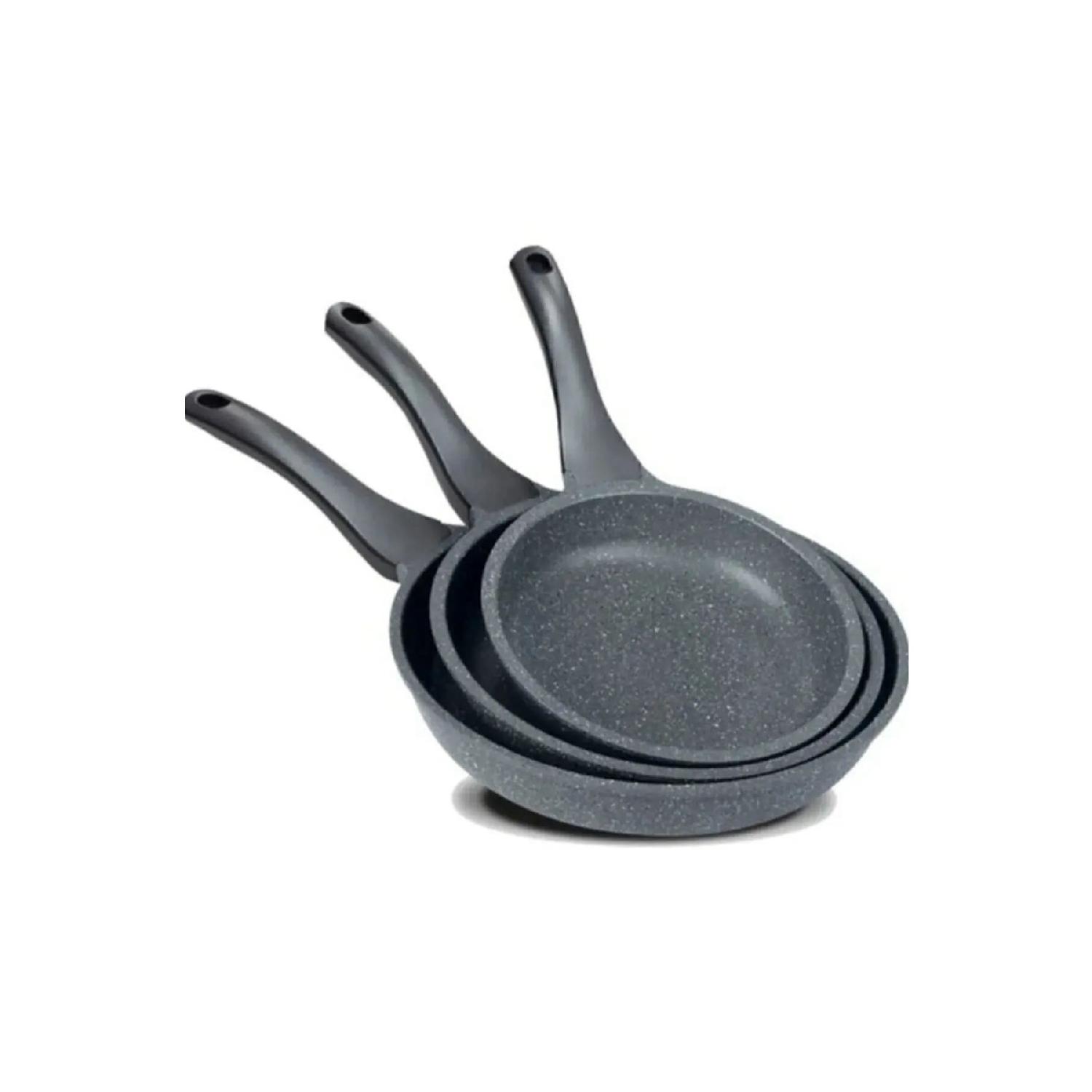 

Набор из 3-х гранитных кастрюль серого цвета - 20-24-28 см