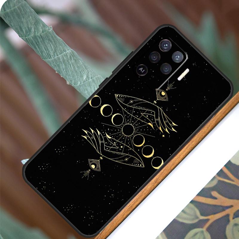Sun Moon Flowers For OPPO A17 A16 A15 A79 A58 A78 A98 A74 A94 A77 A5 A9 A96 A76 A52 A72 A53S A54S A57S Case