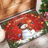 Merry Christmas Snowman Bell Red Warm Glow Star Candy Cane Print Non Slip Soft Rug For Season Home Entrance Decoration