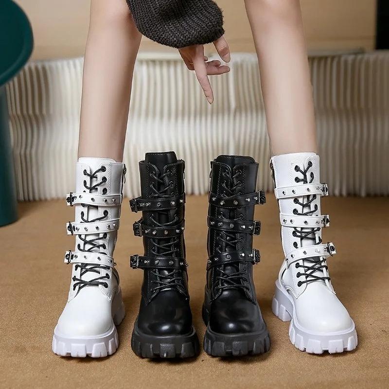 Autumn Womens Ankle Boots New  Retro British Platform Short Boots High-Quality Fashion Retro Buckle Leather