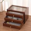Caixa de Joias de Casamento de Madeira Maciça de Luxo 2024 - Três Dourados