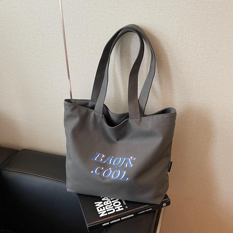 Large capacity bag women's new high-end embroidered shoulder bag canvas commuter tote women's bag