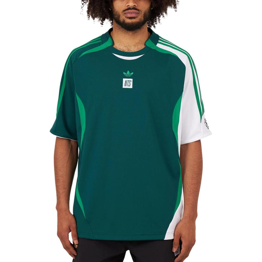 adidas Originals Unisex X NTS Radio Loose Fit Recycled Polyester Jacquard Football Jersey Collegiate Green White JI5151