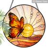 2D Flat Stained Glass Butterfly Window Decoration, 6.3/7.87inches Colored Glass Plate with Chain, Charming Indoor/Outdoor Sun Catcher Home Decor